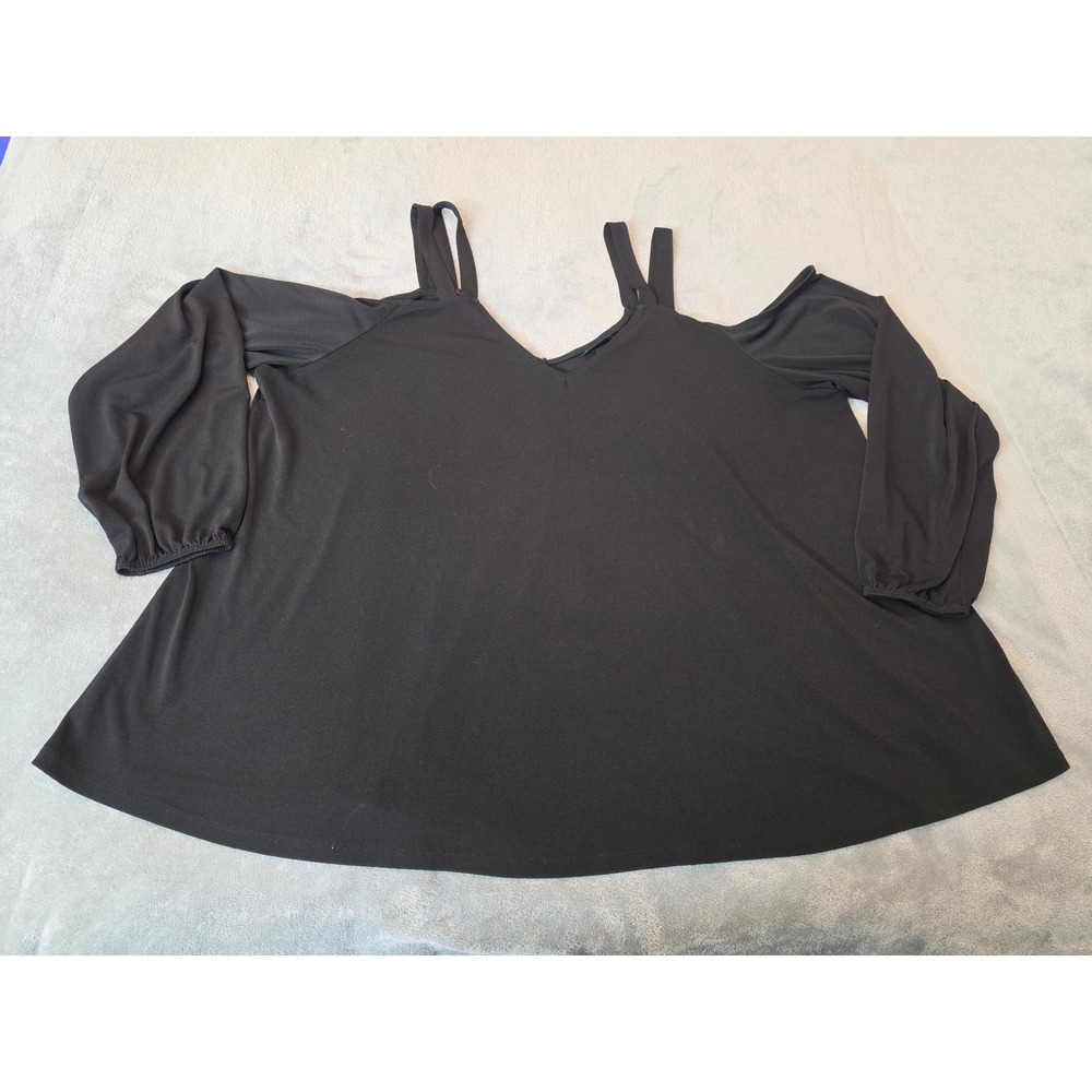 Torrid Women Black Cold Shoulder V-Neck Long Sleeve Blouse Top Plus Size 3 3X